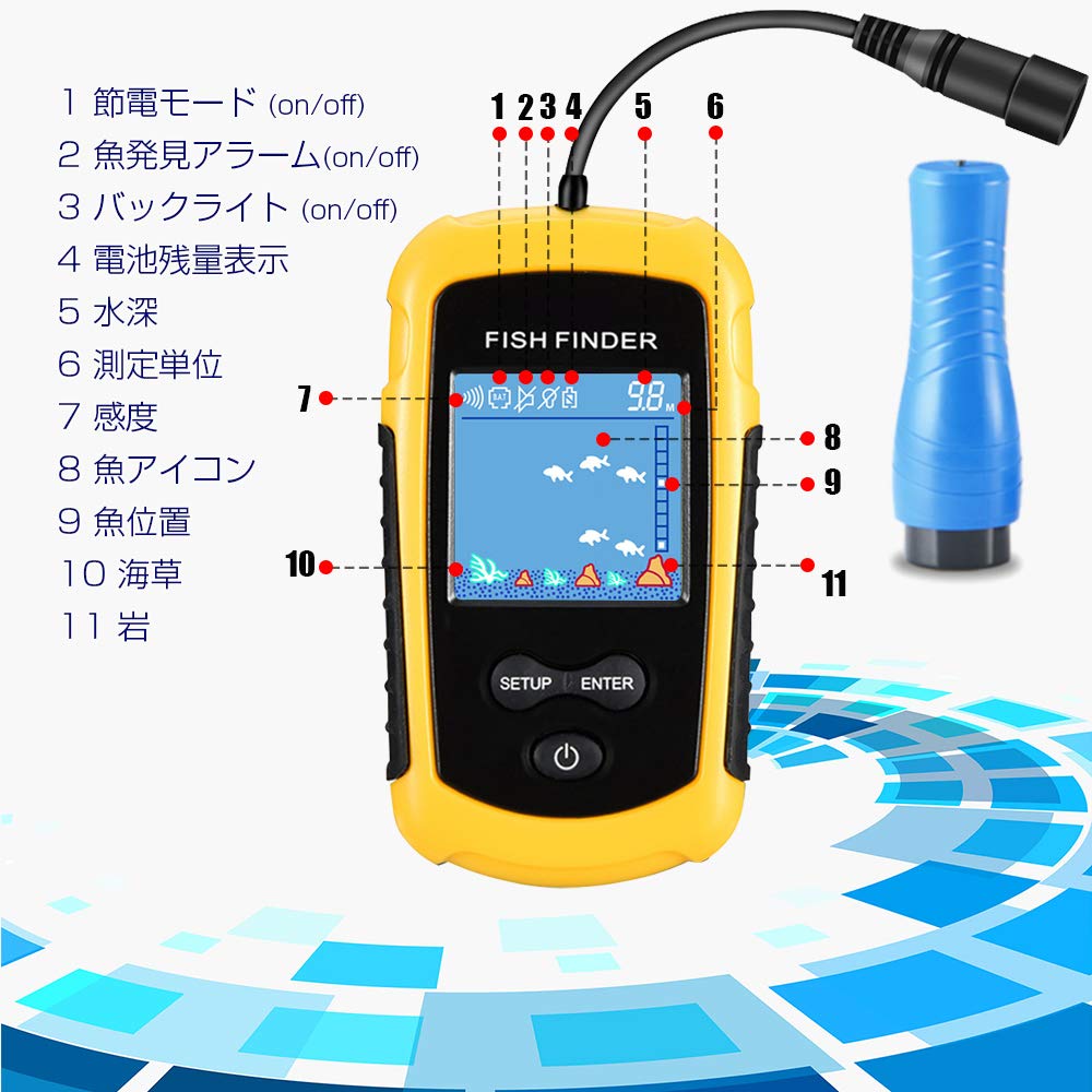 Amazon | LUCKYLAKER 氷釣り カヤック 釣り ポータブル 魚群探知機